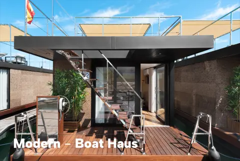 Boat Haus Mediterranean 8X4 MODERN Houseboat — Sneek